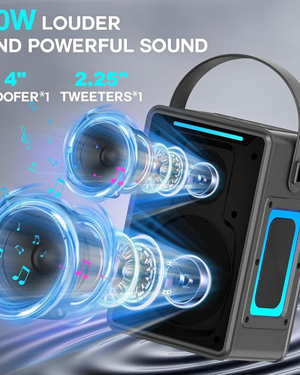 Portable Bluetooth Speaker 60W IPX6 Waterproof Wireless Speakers with Deep Bass, TWS Pairing, DSP Stereo Sound, Led Light, Big Powerful Loud Outdoor Boombox for Home Party Camping Beach