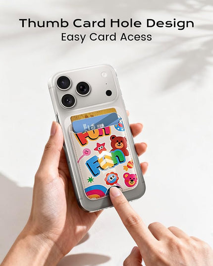 Magnetic Mag-safe Wallet Cell Phone Card Holder for Phone Case with Mag-Safe, Stronger Magnetic RFID Leather Phone Wallet Stick on for iPhone 17/16/15/14/13/12 Series, Fit 3 Cards