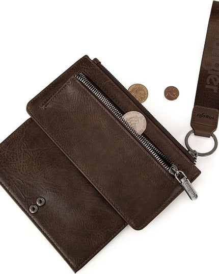 Montana West X Wrangler Minimalist Wallet Women Card Cases & Money Organizers Wristlet with Wallet Large Clutch with Coin Purse Smooth Zipper and Rfid Lining