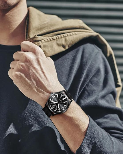 CIVO Analog Wrist Watches for Men: Waterproof Stainless Steel Mens Watches - Silver Watch with Easy Read Dial Men's Watch for Gift