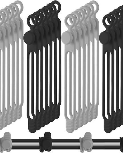 Nuanchu 40 Pcs Silicone Cable Ties Reusable Holder Adjustable Straps Multipurpose Charging Cable Organizer for Fastening Charging Cords Wires(4.17 Inch,Black, Gray)