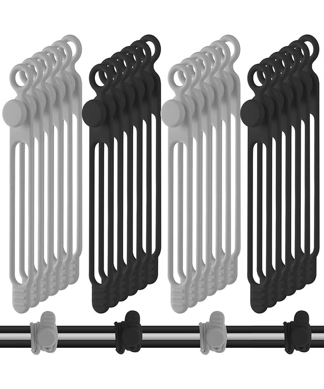 Nuanchu 40 Pcs Silicone Cable Ties Reusable Holder Adjustable Straps Multipurpose Charging Cable Organizer for Fastening Charging Cords Wires(4.17 Inch,Black, Gray)