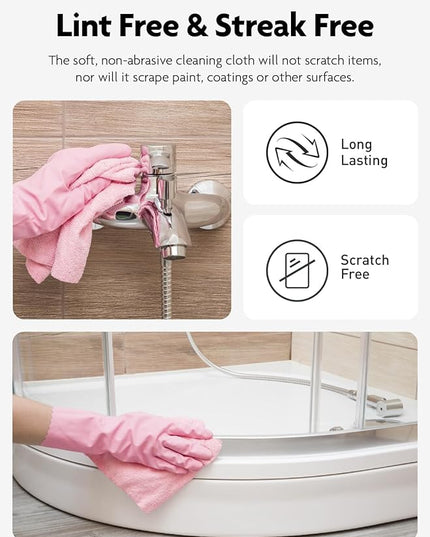 Fantasticlean Microfiber Cleaning Cloth Roll -40 Pack, Tear Away Microfiber Towels, 12" x 12", Reusable, Washable, Lint Free, Ultra Absorbent Dishcloth for Car, Pet, Kitchen Cleaning Supplies (Pink)