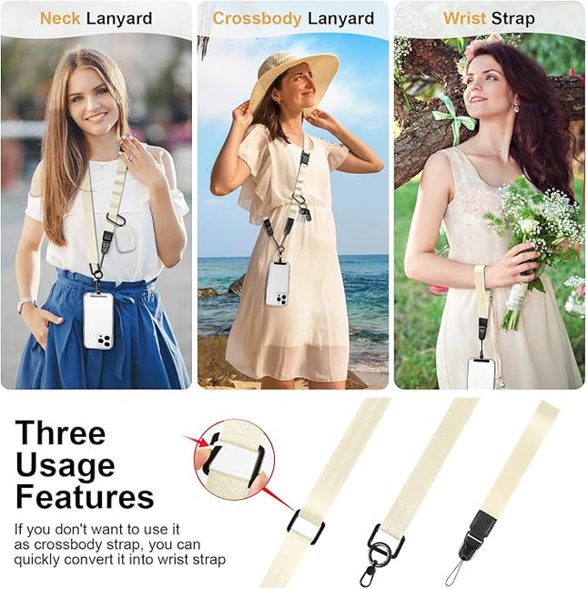 Adjustable Crossbody Phone Lanyard, Universal Phone Wrist Strap and Phone Neck Strap with Tether Tab, Phone Lanyard with Quick Release, Suitable for iPhone and Most Smartphones, Off White