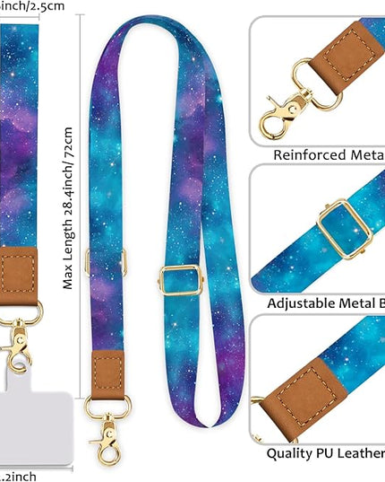 Phone Lanyard Crossbody Strap, Starry Sky Cell Phone Lanyards for around the Neck Cross Body, Space Wristlet Wrist Strap Adjustable for Women Keys Case Accessories Beach Travel Essentials
