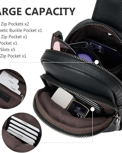 Leather Crossbody Bags for Women Small Sling Bag Anti Theft RFID Chest Purse Fanny Pack for Travel