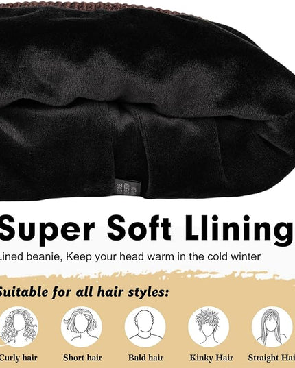 Wmcaps Winter Beanie for Men Women, Fleece Lined Beanie Soft Warm Knit Hat Ski Stocking Cuffed Cap