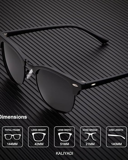 KALIYADI Sunglasses Men Polarized Sunglasses for Men Women Unisex Semi-Rimless Frame Retro Driving Sun Glasses UV Blocking