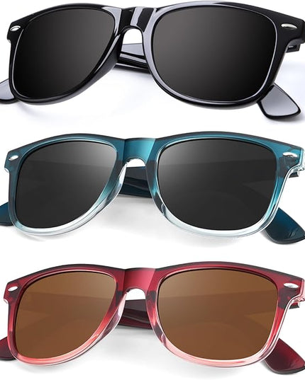 KALIYADI Polarized Sunglasses for Men and Women Matte Finish Sun glasses Color Mirror Lens UV Blocking (3 Pack)