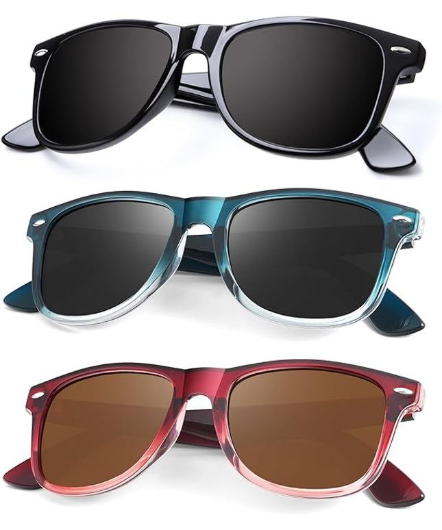 KALIYADI Polarized Sunglasses for Men and Women Matte Finish Sun glasses Color Mirror Lens UV Blocking (3 Pack)
