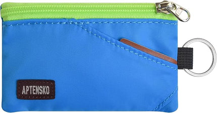 RFID Travel Wallet with Adjustable Lanyard-Zipper Small Wallet with ID Card Holder, Keychain for women&men-Minimalist Slim Waterproof Nylon case for ID, Cash, Key (Sky Blue)