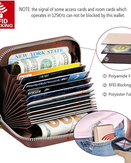 FurArt Zipper Wallet Women, RFID Blocking Credit Card Wallet, Business Card Holder, Compact Size KeyChain Wallet