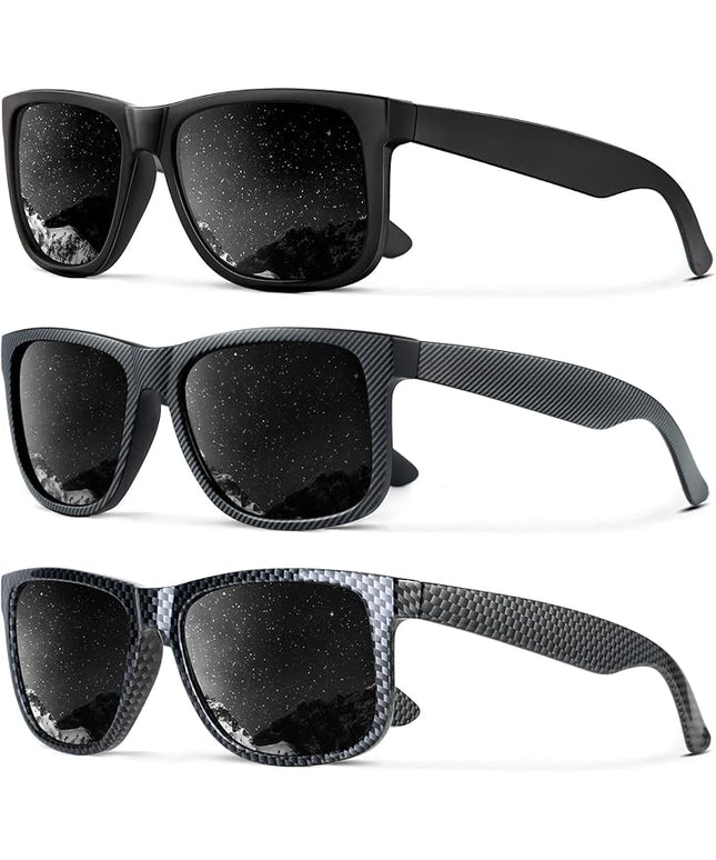 KALIYADI Sunglasses Men Polarized Sun glasses for Mens Womens Classic Matte Black Frame UV Protection 3pack