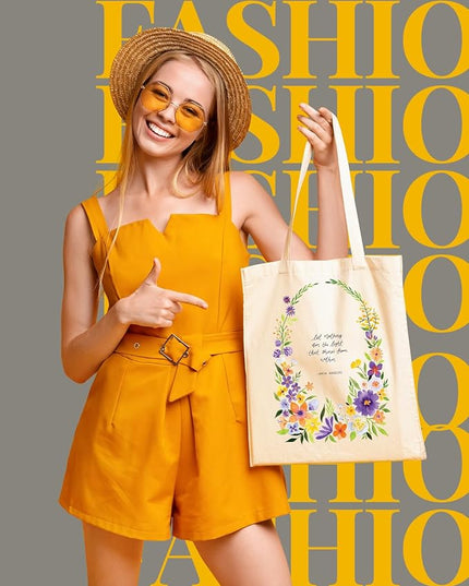 AUSVKAI Canvas Tote Bag for Women, Aesthetic Cute Grocery Grocery Reusable Cotton Gift Bag for Shooping Beach Trendy Gifts