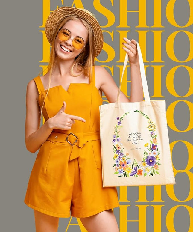 AUSVKAI Canvas Tote Bag for Women, Aesthetic Cute Grocery Grocery Reusable Cotton Gift Bag for Shooping Beach Trendy Gifts