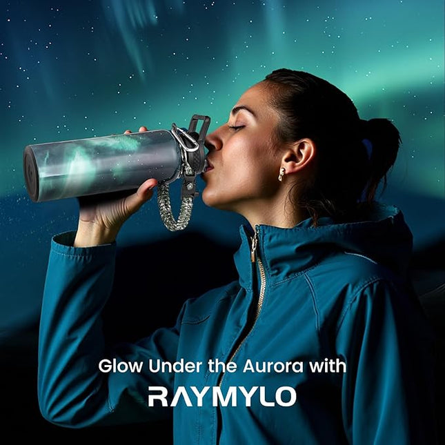 40oz Insulated Water Bottle, Triple Wall Vacuum Stainless Steel Water Bottles - Keeps Cold 48H, Reusable Metal water flask Jug for Gym, Sports, Camping, Hiking,Travel, Aurora-Green