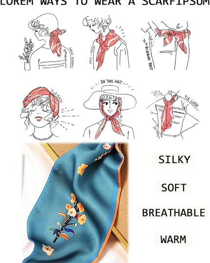 Head Scarf Purse Handle Neck Satin Hair Scarfs For Bag Lightweight Silky Long Thin Women's Fashion Scarves 59 * 5.9”