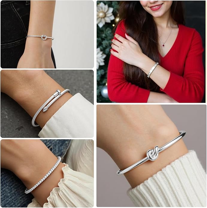 18 K Gold Plated Love Bangle Bracelet Stack Cuff Jewelry for Women Jewelry Set for Women Gift with Box