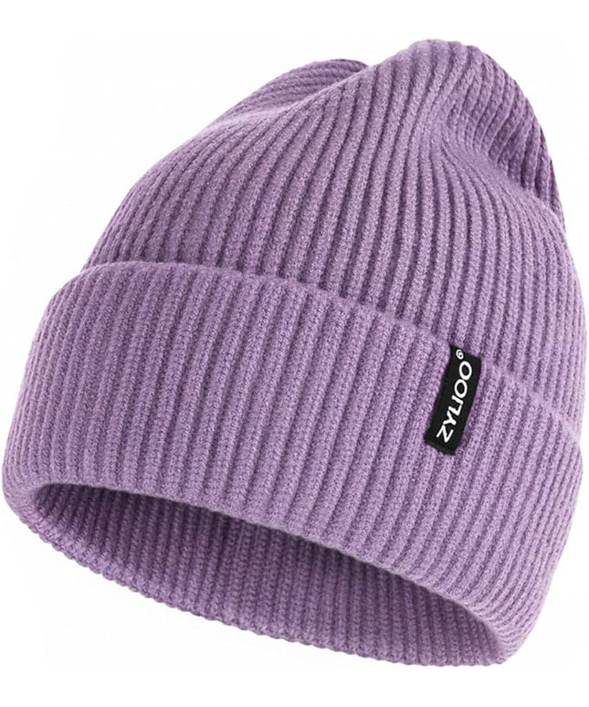 Zylioo Oversize Beanie Hats, XXL Big Size Ribbed Knit Cuffed Winter Hat for Cold Weather, Warm Skull Watch Cap