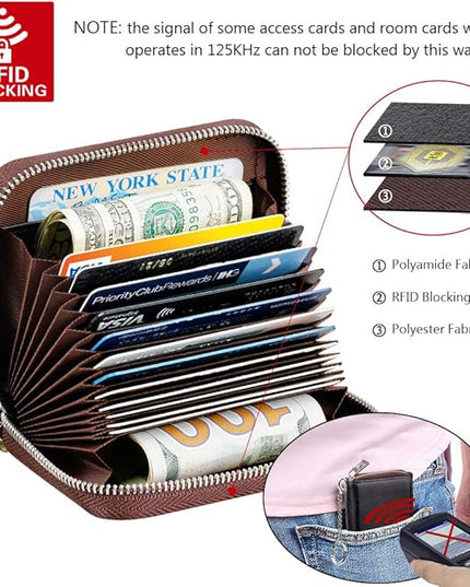 FurArt Zipper Wallet Women, RFID Blocking Credit Card Wallet, Business Card Holder, Compact Size KeyChain Wallet