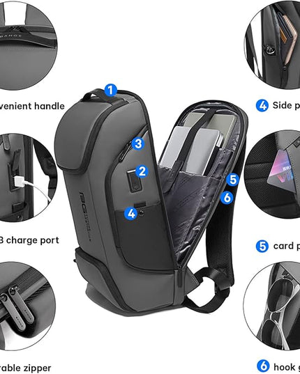 BANGE Business Laptop Smart backpack Can Hold 15.6 Inch Laptop Commute Backpack Carry on bag for men and women (Grey)