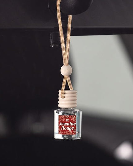 C&E Craft Co Hanging Car Air Freshener Diffuser 2 Pack, Long Lasting Fragrance Oil Car Freshener, Glass Bottle Auto Air Freshener, Made in USA (Jasmine Rouge)