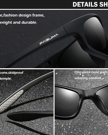FAGUMA Polarized Sports Sunglasses For Men Cycling Driving Fishing UV400 Protection