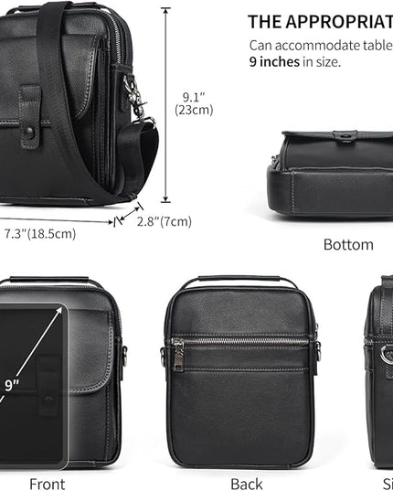 Augus Leather Small Messenger Bag For Men Crossbody Handbag Shoulder Sling Travel Bags for Men Purse Daypack Magnetic Buckle