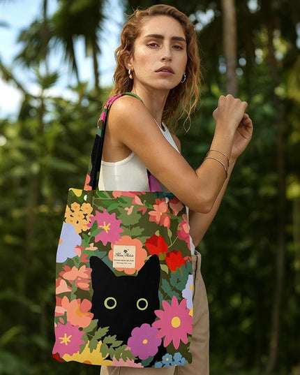 Corduroy Tote Bag for Women - Reusable Totes with Pocket & Buckle Cute Aesthetic Shoulder Bag for Work Travel
