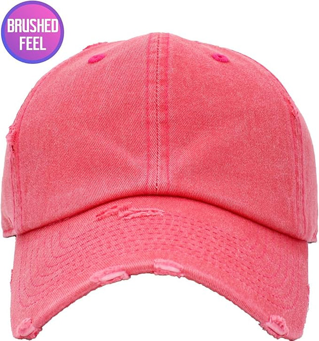 KBETHOS Vintage Washed Distressed Cotton Dad Hat Baseball Cap Adjustable Polo Trucker Unisex Style Headwear