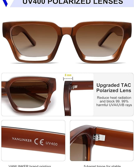 VANLINKER Thick Square Sunglasses for Men Women Retro Chunky Rectangle Shades UV400 Protection VL9731