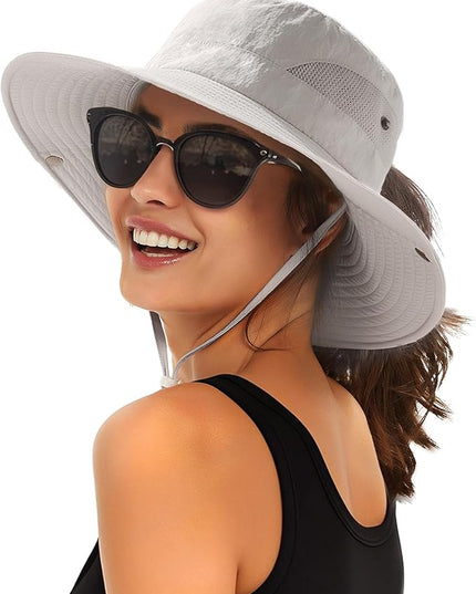 FURTALK Womens Sun Hat with Ponytail Hole Beach Hiking Summer Wide Brim UPF 80+ Outdoor Protection Foldable Bucket Hat
