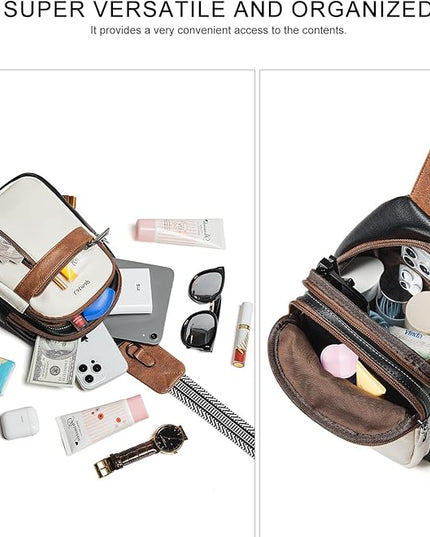 7L Sling Bag For Women Men Backpack Fanny Pack Crossbody Chest Travel Shoulder Belt Bags Purse Handbag PU Leather