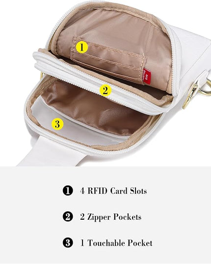 INICAT Sling Bag for Women Touchscreen Small Crossbody Cell Phone Purse Fanny Pack
