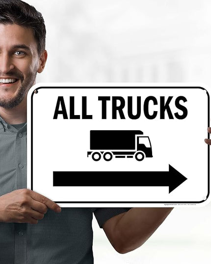 All trucks With Right Arrow Sign, 12x18 Inches, 55 mil thick HDPS (high density polystyrene), Made in USA by My Sign Center