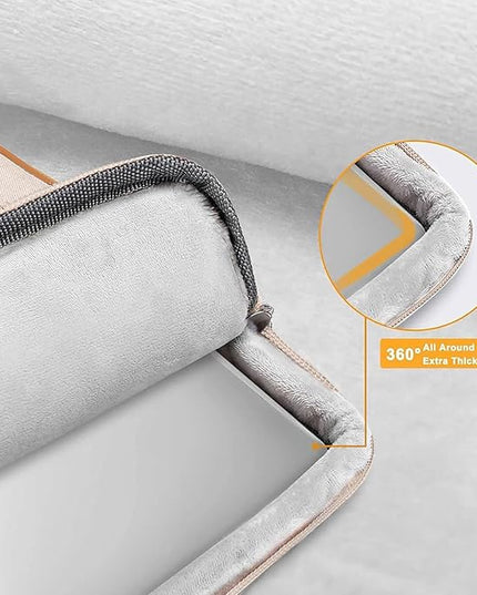 MOSISO 360 Protective Laptop Shoulder Bag,15-15.6 inch Computer Bags Compatible with MacBook Pro 16 inch, HP, Dell, Lenovo, Asus Notebook,Side Open Messenger Bag with 4 Zipper Pockets, Sand
