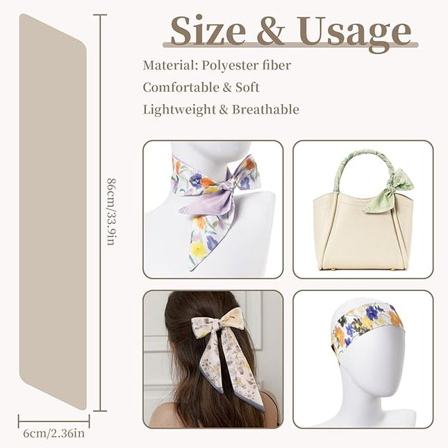 4 Pack Purse Scarf Handbags Skinny Twill Hair Scarves Narrow Neck Scarf Band Women Fashion Accessories Bag Charms