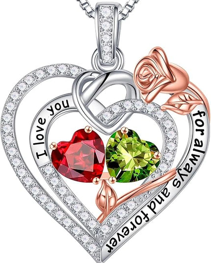 Iefil Christmas Gifts for Wife Women - 925 Sterling Silver Double Birthstone Necklace, Anniversary Birthday Gifts for Women, Jewelry Gift for Wife Girlfriend Mom Her