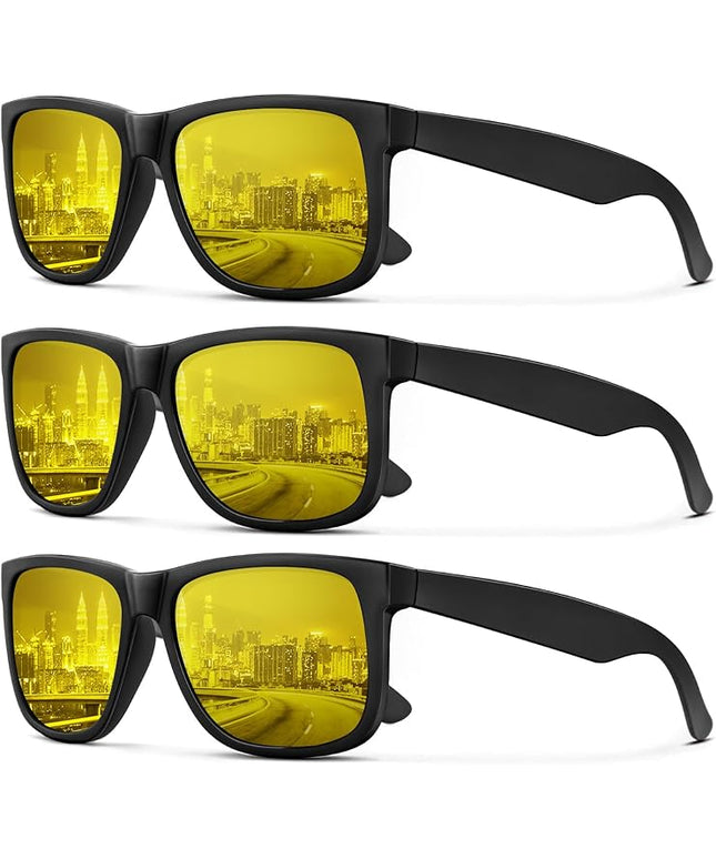 KALIYADI Sunglasses Men Polarized Sun glasses for Mens Womens Classic Matte Black Frame UV Protection 3pack