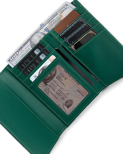 Montana West Women Wallet Small Embossed Floral RFID Wallets for Womens Wallet Card Holder Ladies Female Western Compact Wallets Turquoise with ID Window