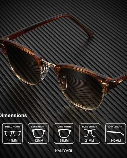 KALIYADI Polarized Sunglasses for Men and Women Semi-Rimless Frame Driving Sun glasses UV Blocking