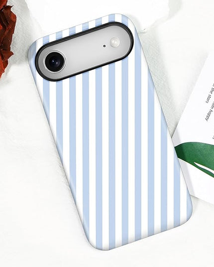 Magnetic for iPhone 17 Air Case Cute Diagonal Stripes Phone Case, Shockproof Slim TPU and Hard PC Protective Phone Cover Compatible with MagSafe Designed for Women Girls,Blue