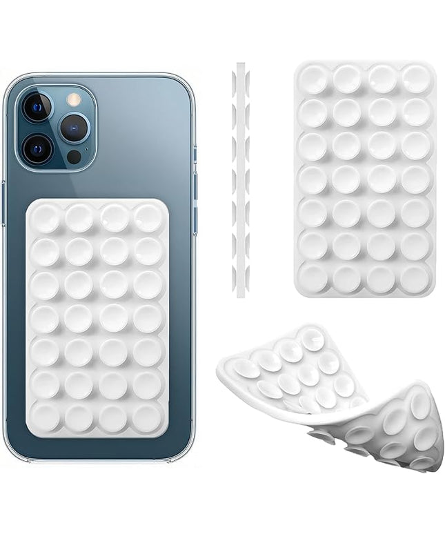 Silicone Double-Sided Suction Cup Phone Case Detachable Mount, Fidget Sticky Phone Grip Hands-Free Phone Accessories for Selfies & Videos, Trending TikTok items for iphone & Android(3.74"x2.2", White)