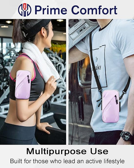 Cell Phone Holder for Walking, Running, Arm Band for Phone, Cell Phone Purse, Cross Body Phone Bag, Phone Holster, Cell Phone Carrier for Men Women, Phone Pouch (Purple)