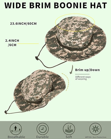 Sun Hats for Men Women Bucket Hat UPF 50+ Boonie Hat Foldable UV Protection Hiking Beach Fishing Summer Safari