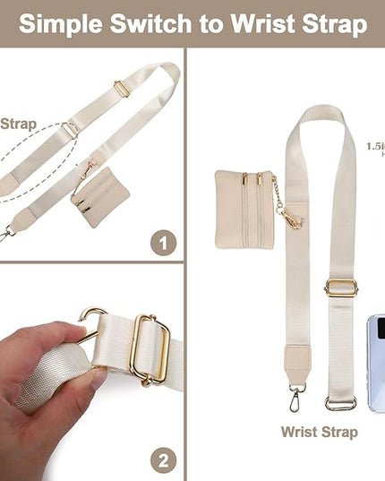 XANGNIER Clip and Go Strap for Phone with Wallet Crossbody, Phone Strap with Zippered Wallet, Adjustable Anti Theft Cellphone Lanyard for Women, Cellphone Chain Accessories,Multicolor 12