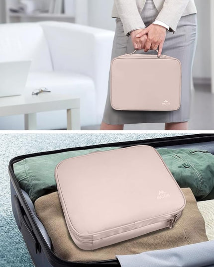 MATEIN Electronic Organizer Travel Case for Women, Double Layers Electronic Accessories Case with Handle, Portable Cord Organizer Travel for Cord, Charger, Phone, Earphone, Tablet, Pink Gift