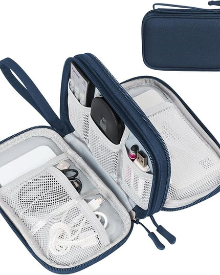 FYY Electronic Organizer, Travel Cable Organizer Bag Pouch Accessories Carry Case Portable Waterproof Double Layers All-in-One Storage for Cable, Cord, Charger, Phone, Earphone Navy