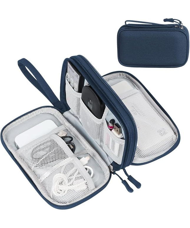 FYY Electronic Organizer, Travel Cable Organizer Bag Pouch Accessories Carry Case Portable Waterproof Double Layers All-in-One Storage for Cable, Cord, Charger, Phone, Earphone Navy