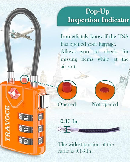 TSA Approved Luggage Locks, Travel Locks Which Also Work Great as Gym Locks, Toolbox Lock, Backpack and More, Orange 2 Pack